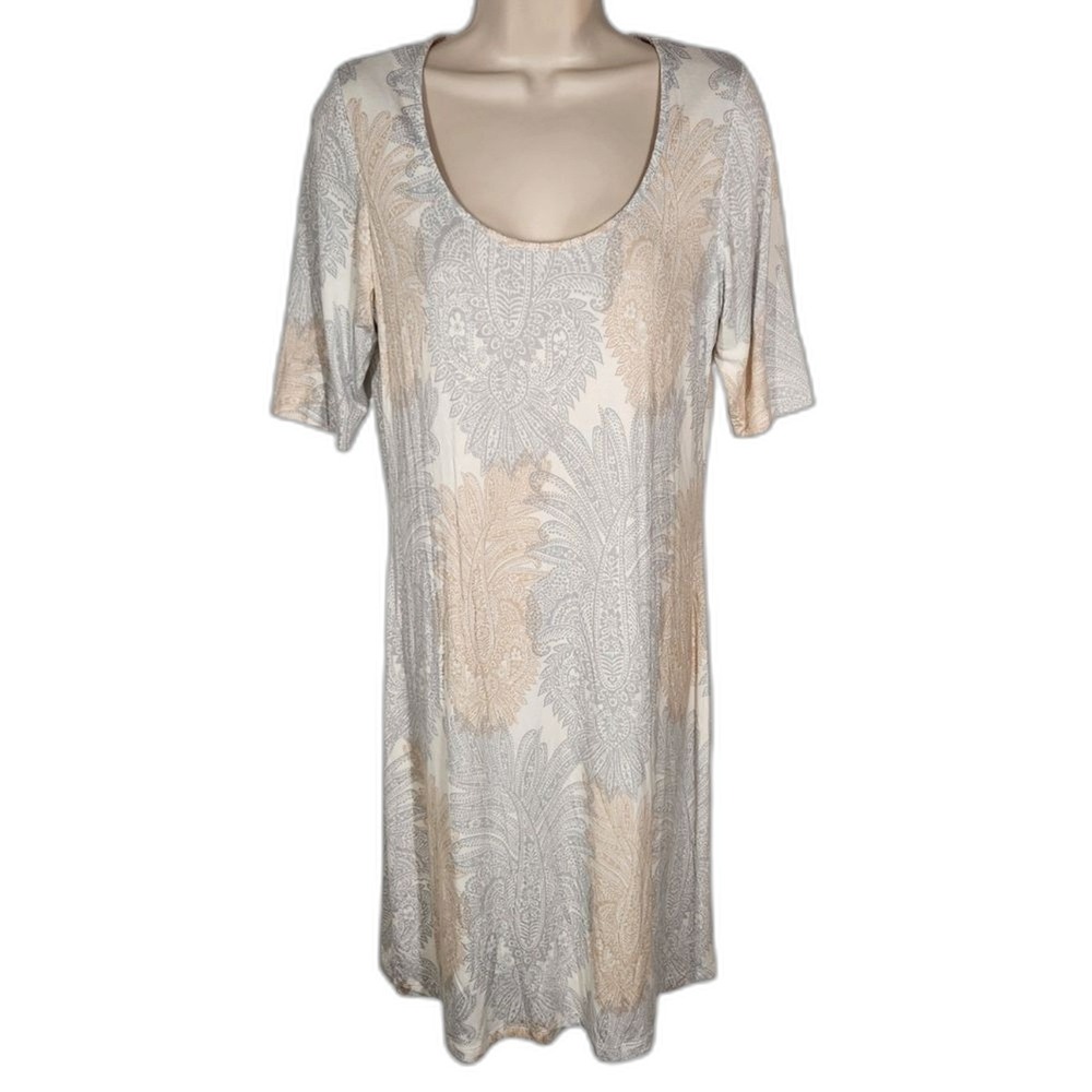 Tommy Bahama Paisley Shirt Dress Size M Beachy Vacation Summer Travel Neutral